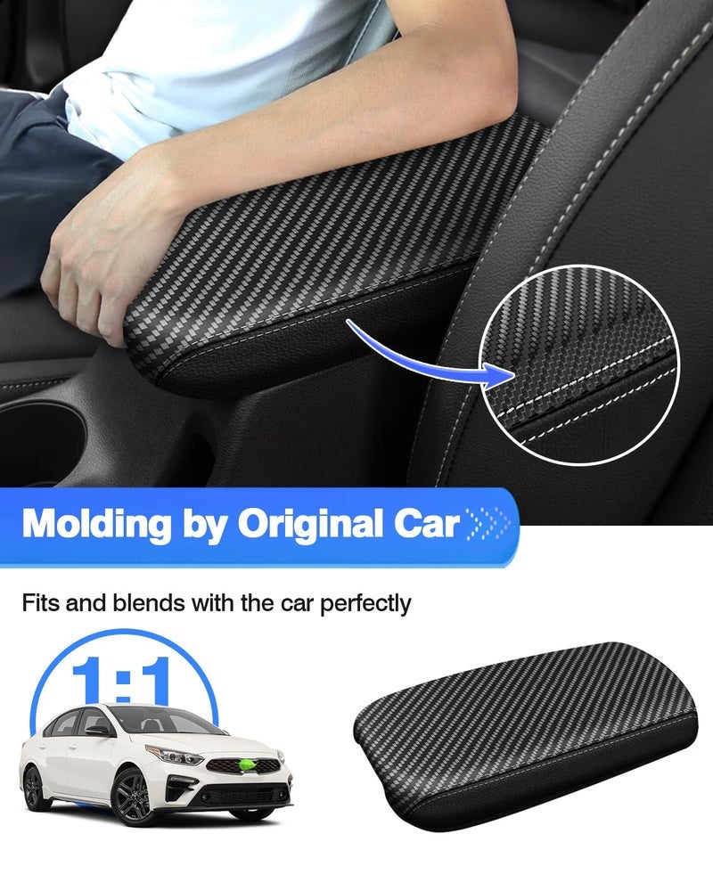 Autorder Center Console Cover for Kia Forte 2019-2024 Accessories Carbon Fiber Armrest Cover Anti-Scratch Middle Console Pad Leather Armrest Protector - Image 3